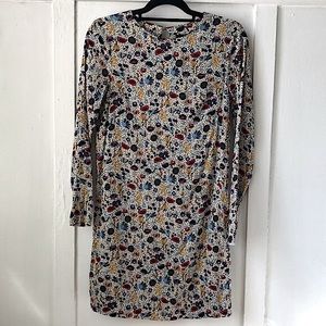 H&M Floral Long Sleeve Dress with Open Button Back